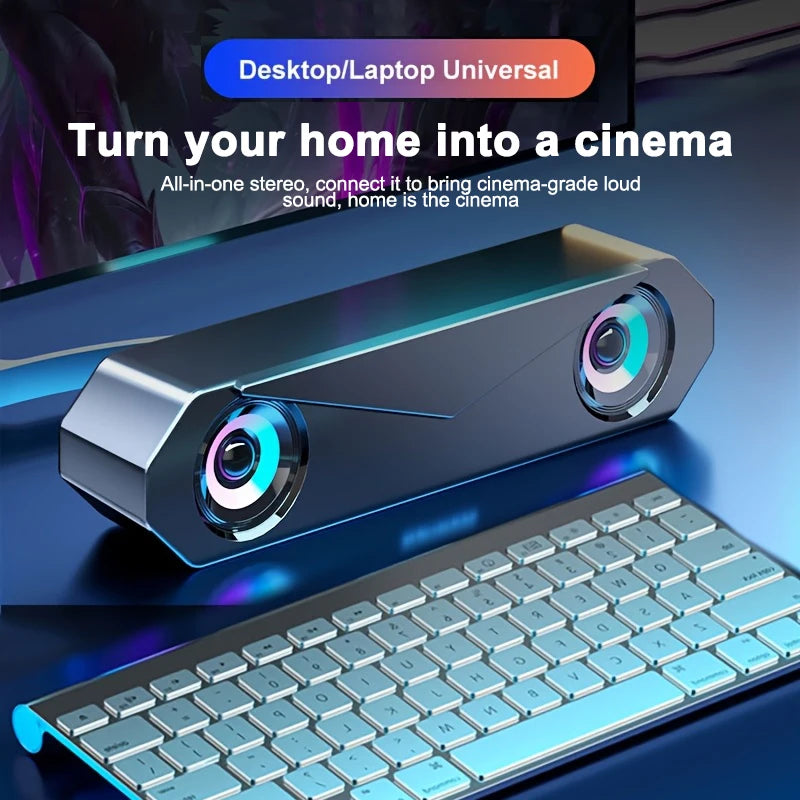 USB Computer Soundbar - HiFi Stereo Surround with Subwoofer