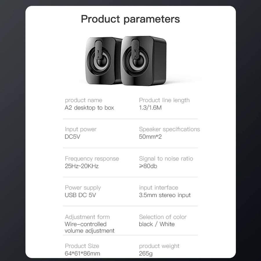 Mini USB Computer Speakers - Stereo Sound Speaker for Laptop, Desktop & PC