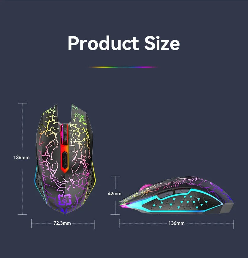 Bluetooth 5.2 Gaming Mouse - Dual Mode, RGB, Silent Click