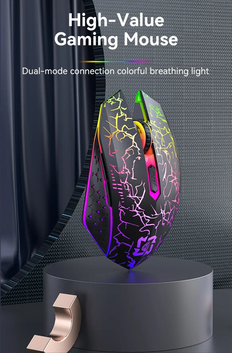 Bluetooth 5.2 Gaming Mouse - Dual Mode, RGB, Silent Click