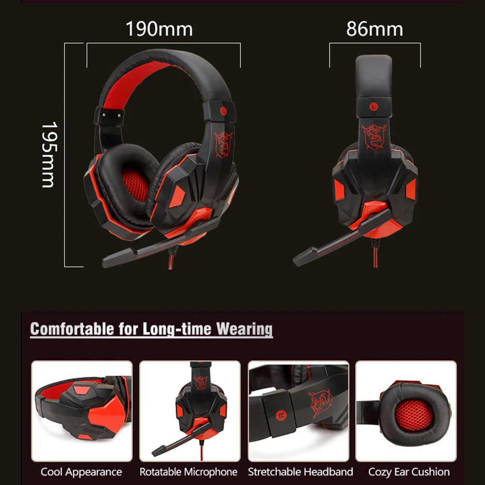 RGB Gaming Headset - Wired 3.5mm with Mic & LED Lights