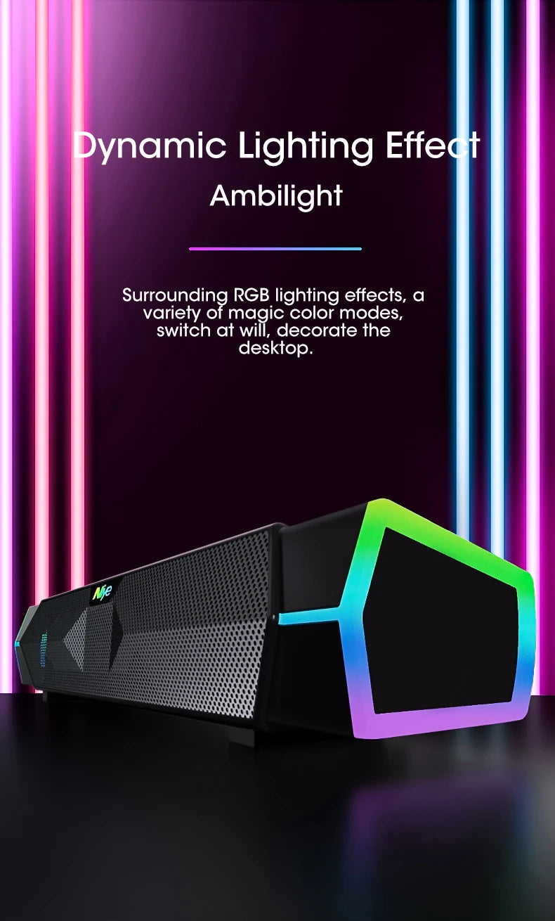 Bluetooth 5.0 Computer Soundbar - 4D Surround with Subwoofer