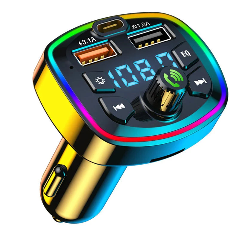 Bluetooth 5.0 FM Transmitter - Car Adapter with Dual USB Charger