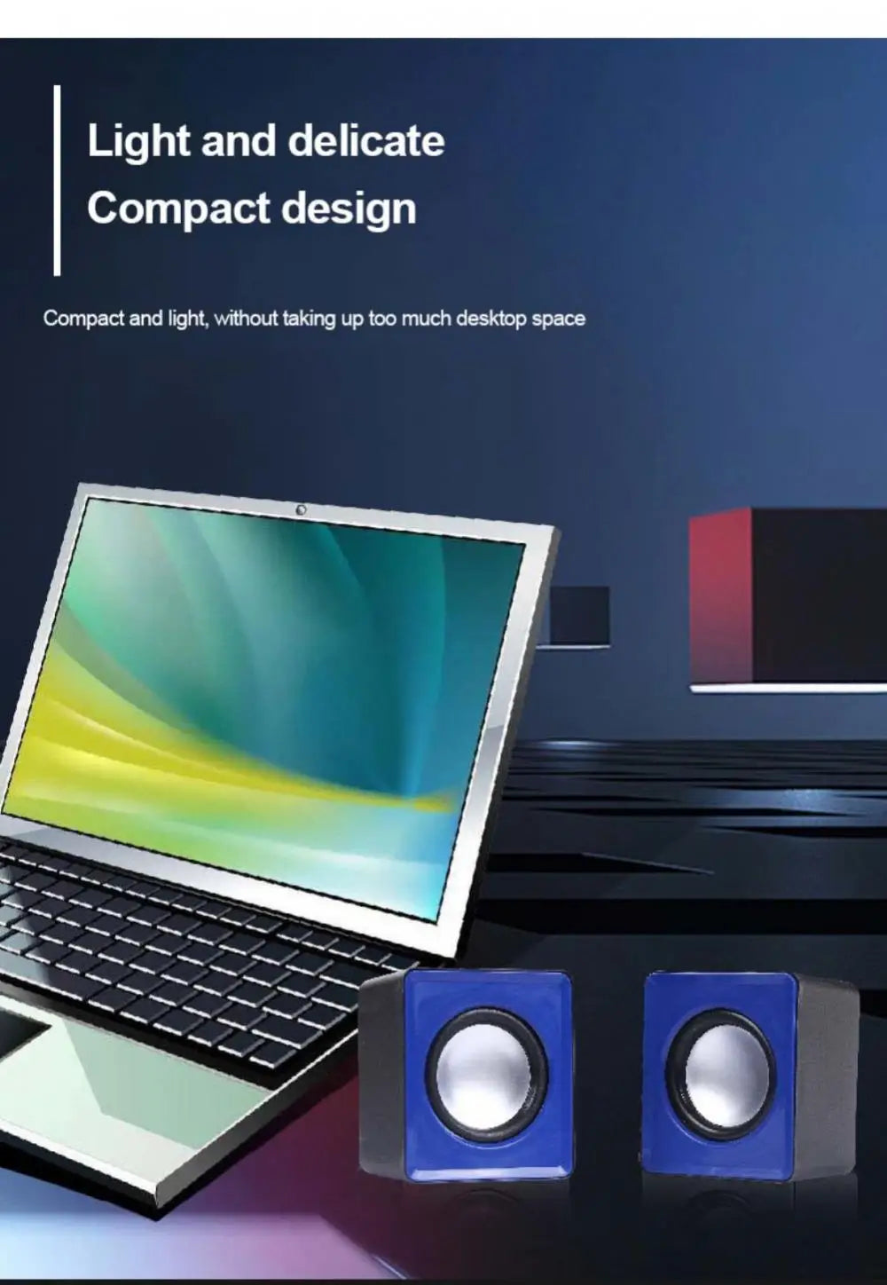 Mini USB Computer Speakers - Stereo Sound Speaker for Laptop, Desktop & PC