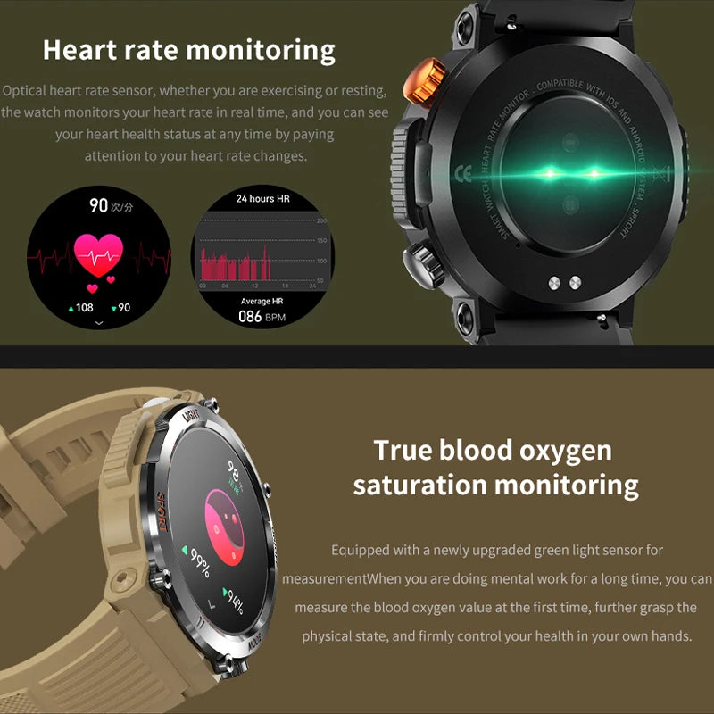 Men's Smart Watch - HD Touchscreen, Waterproof, Health Monitor