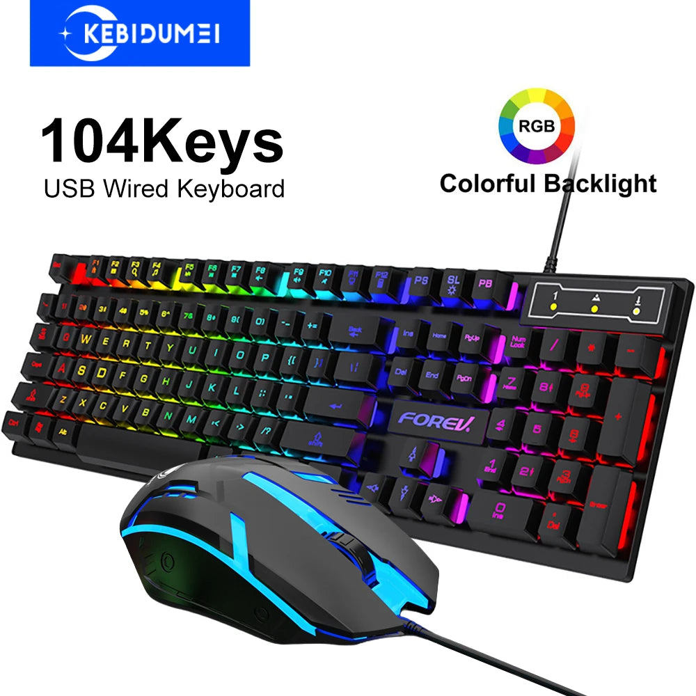 RGB Gaming Keyboard - 104 Keys Mechanical Feel, USB Wired
