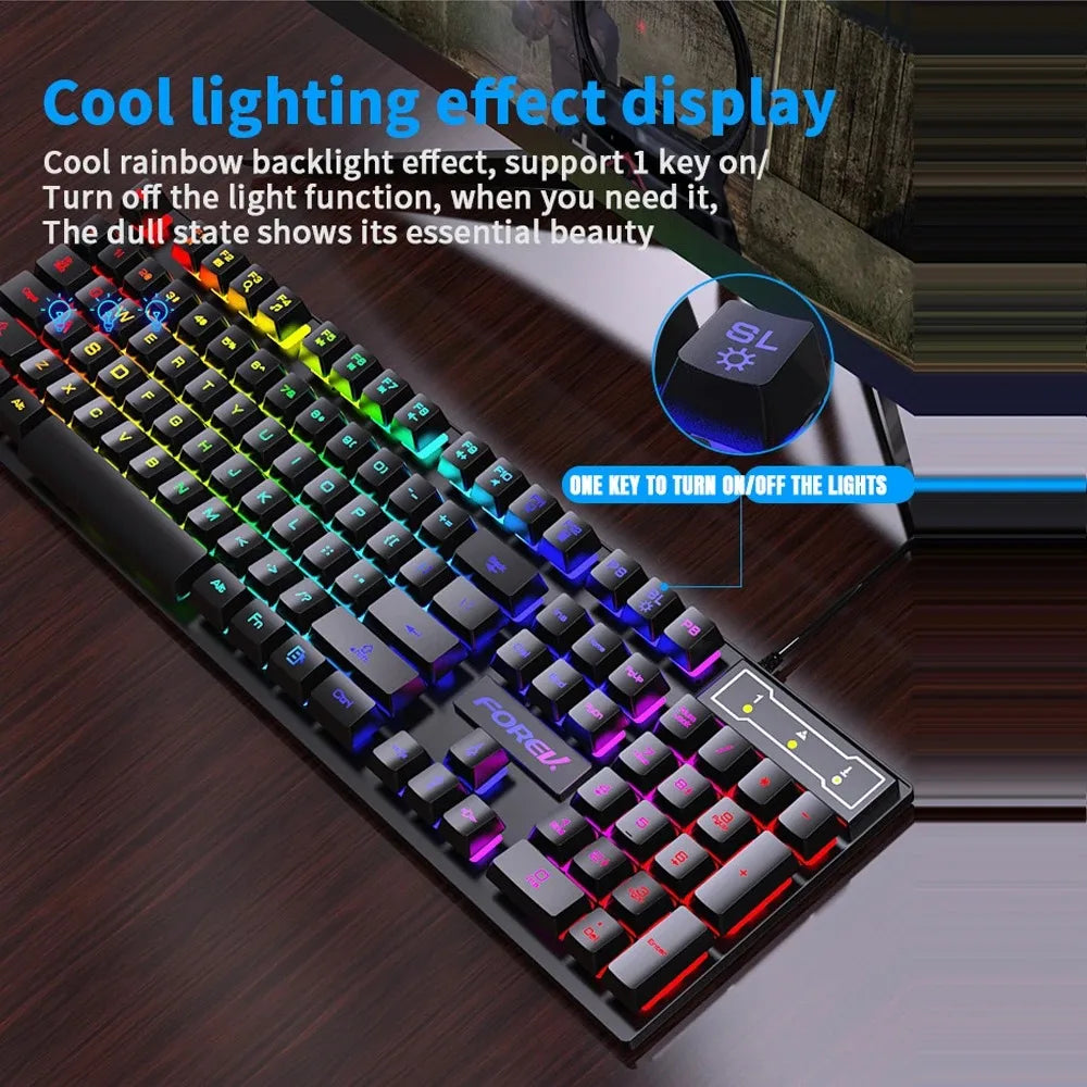 RGB Gaming Keyboard - 104 Keys Mechanical Feel, USB Wired
