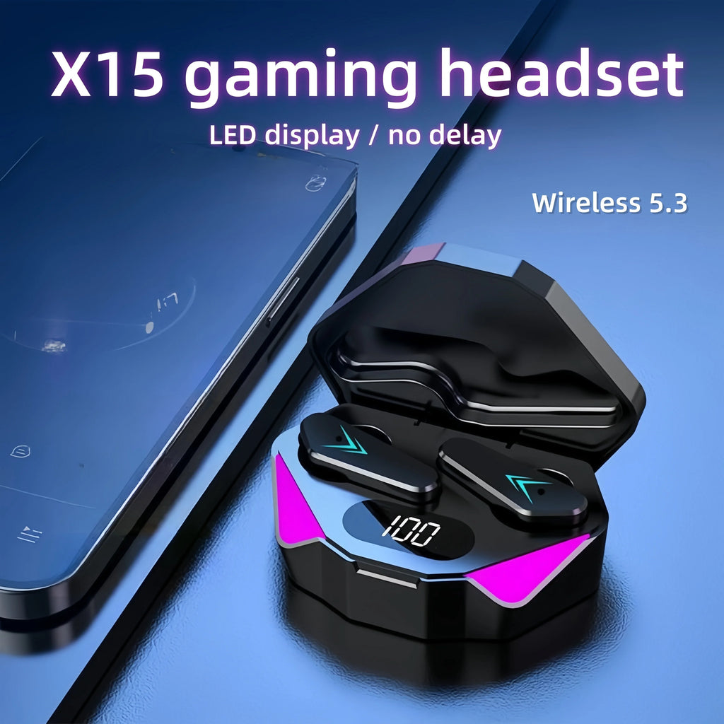 X15 Wireless Bluetooth Earbuds with LED Display – Gaming Style & Clear Sound