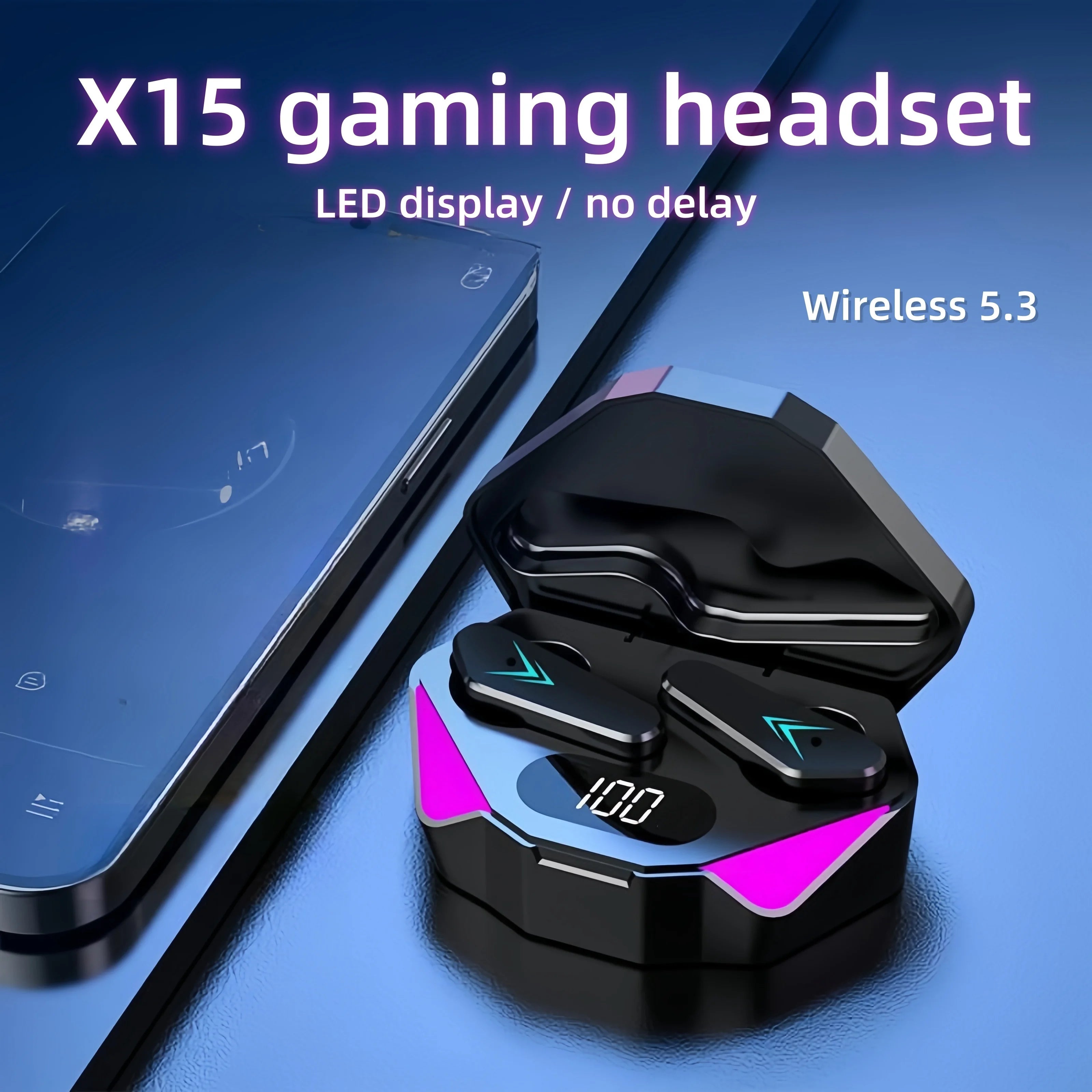 X15 Wireless Bluetooth Earbuds with LED Display – Gaming Style & Clear Sound