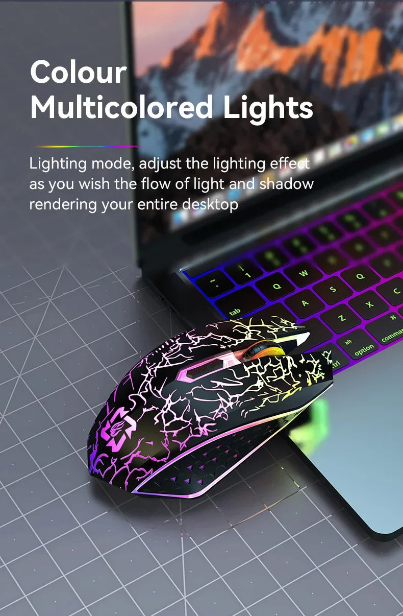 Bluetooth 5.2 Gaming Mouse - Dual Mode, RGB, Silent Click