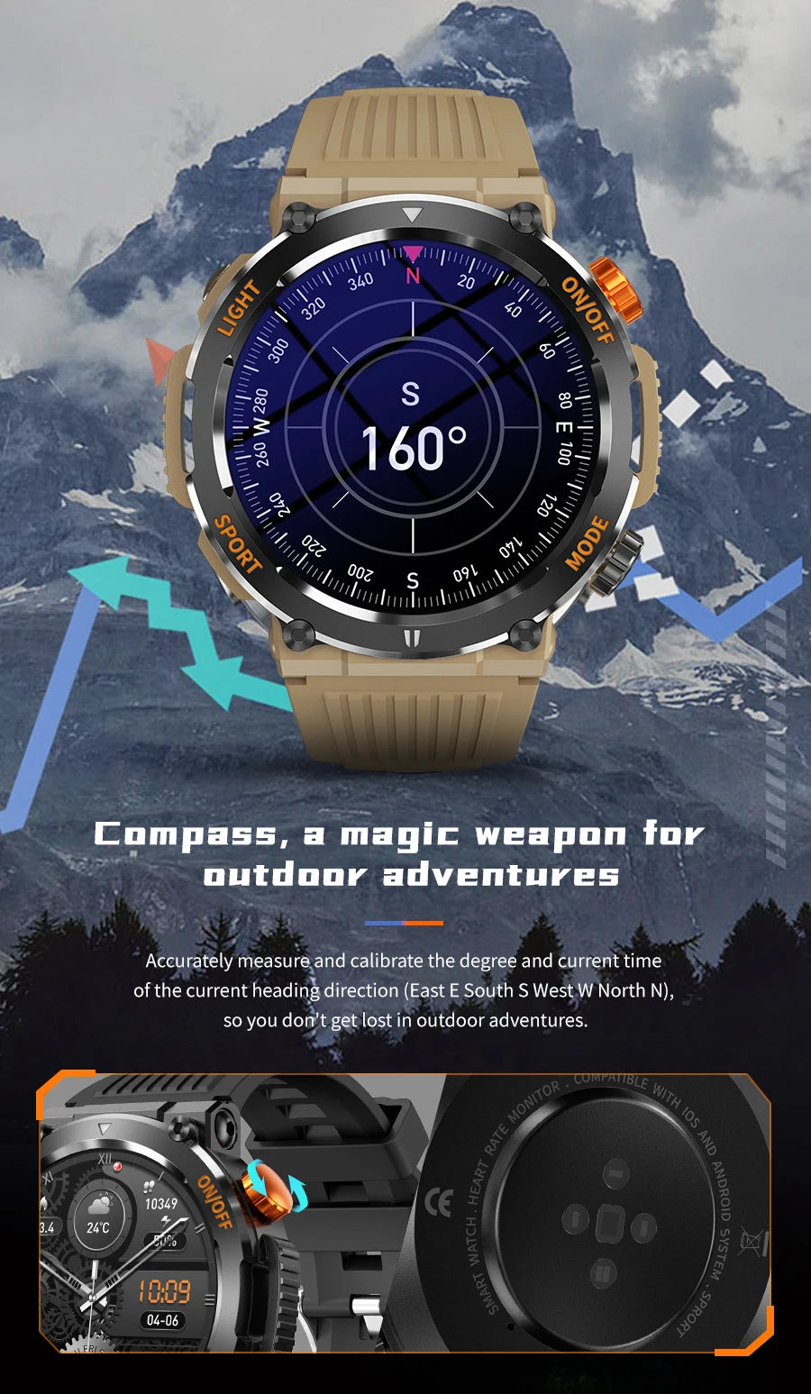 Men's Smart Watch - HD Touchscreen, Waterproof, Health Monitor