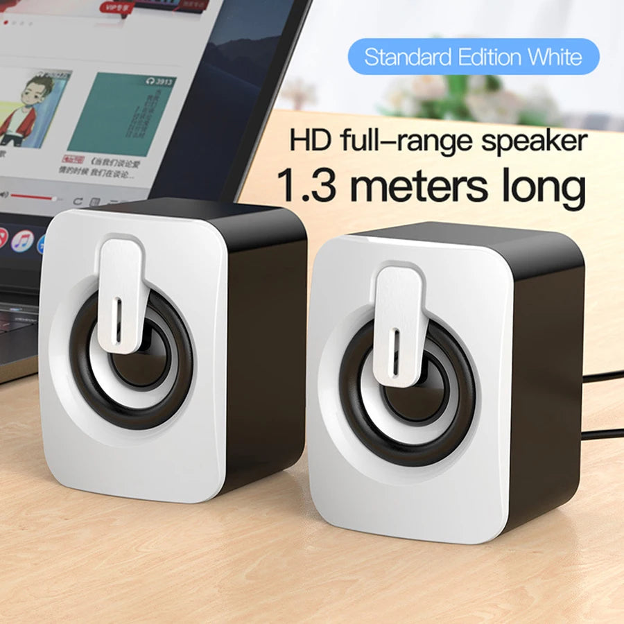 Mini USB Computer Speakers - Stereo Sound Speaker for Laptop, Desktop & PC