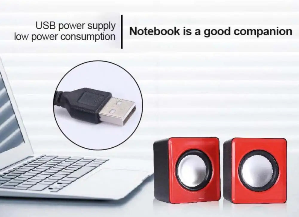 Mini USB Computer Speakers - Stereo Sound Speaker for Laptop, Desktop & PC