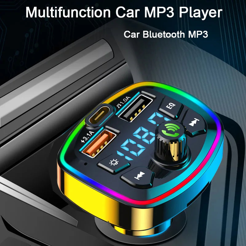 Bluetooth 5.0 FM Transmitter - Car Adapter with Dual USB Charger