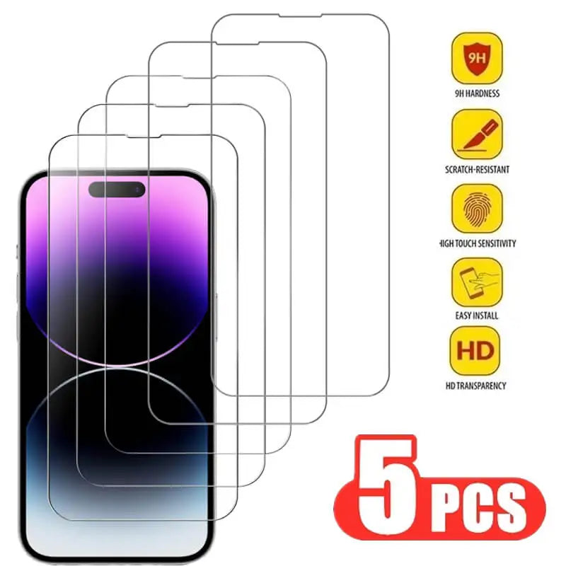 Tempered Glass Screen Protector for iPhone 11-17 (3/5 Pack)