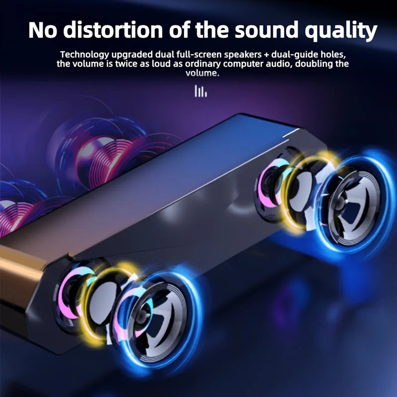 USB Computer Soundbar - HiFi Stereo Surround with Subwoofer