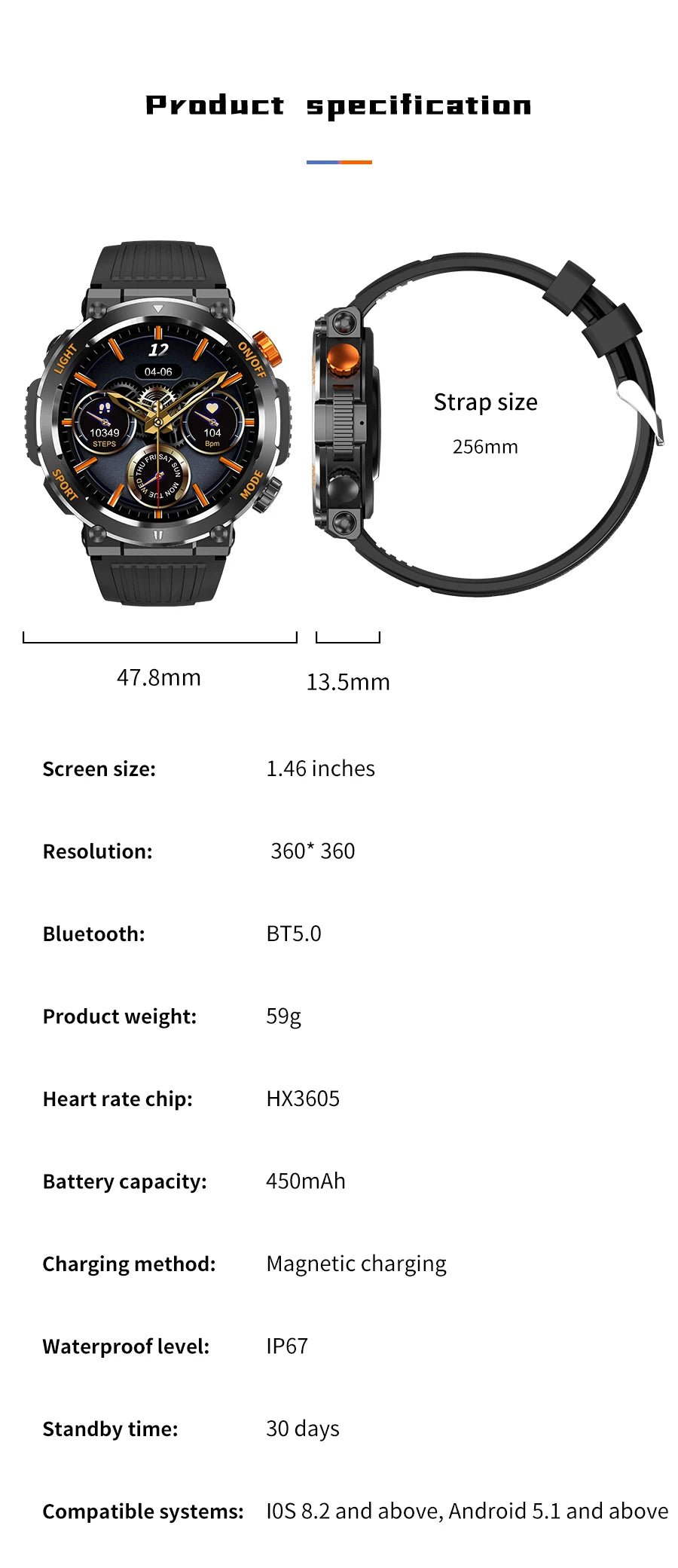 Men's Smart Watch - HD Touchscreen, Waterproof, Health Monitor