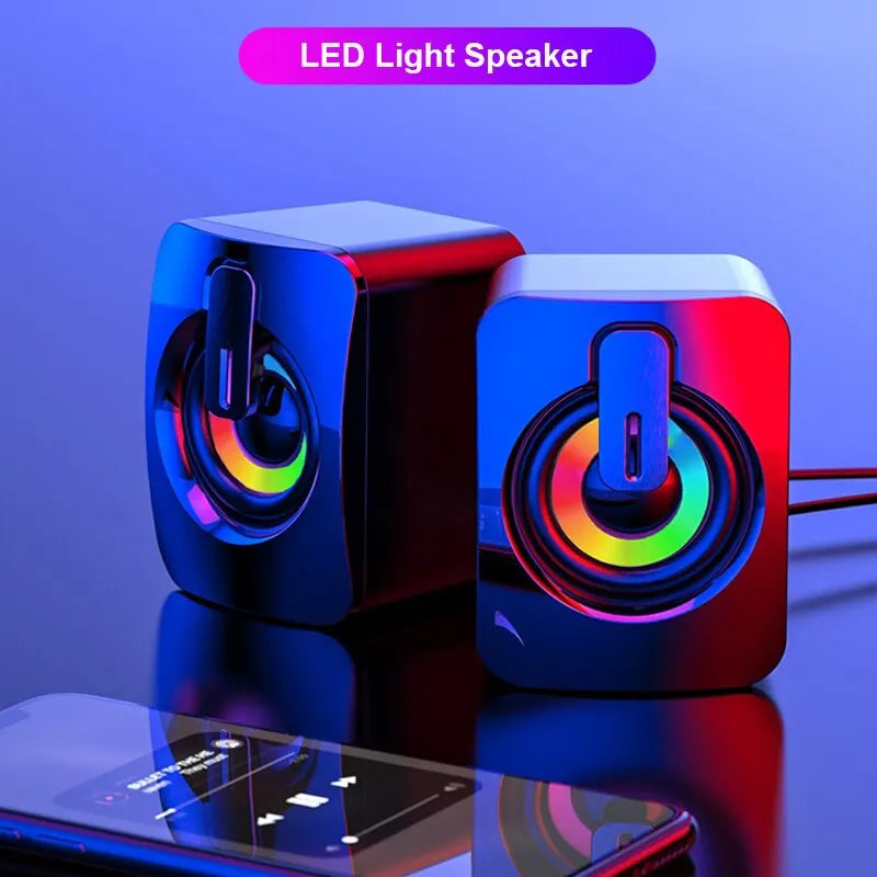Minicomputer Speakers - HiFi Stereo with LED Light & 3.5mm Plug