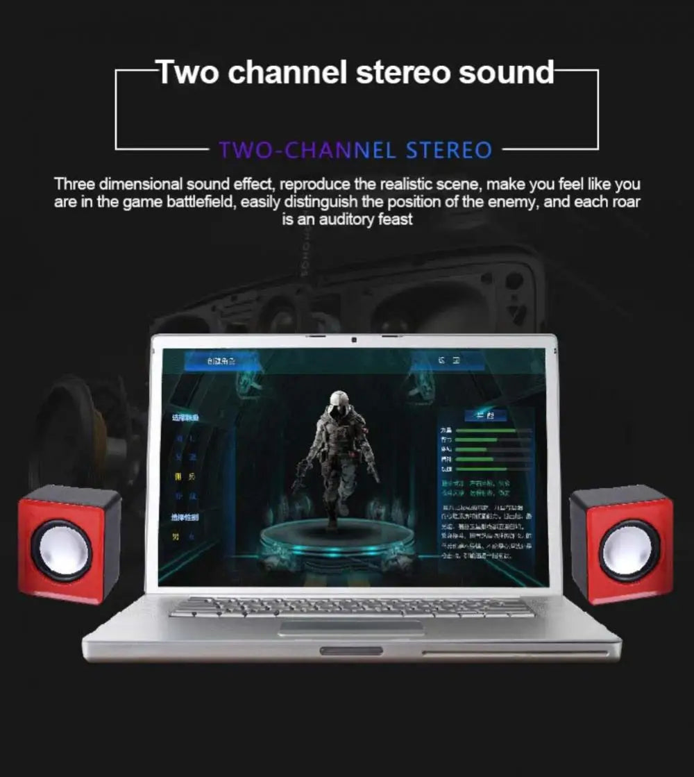 Mini USB Computer Speakers - Stereo Sound Speaker for Laptop, Desktop & PC
