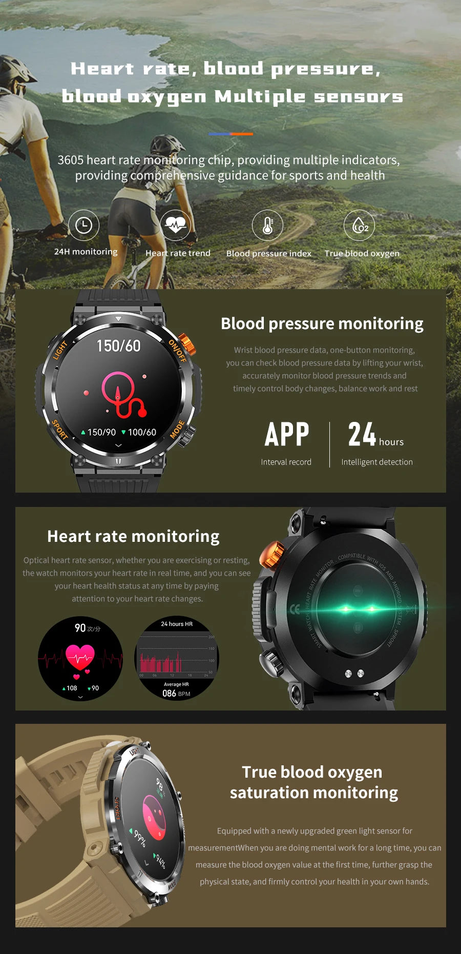 Men's Smart Watch - HD Touchscreen, Waterproof, Health Monitor