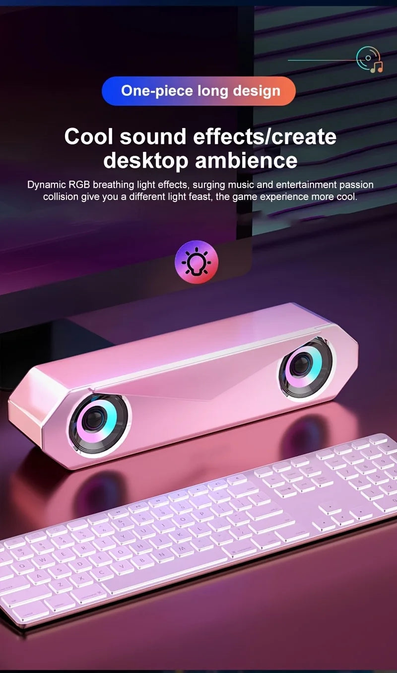 USB Computer Soundbar - HiFi Stereo Surround with Subwoofer