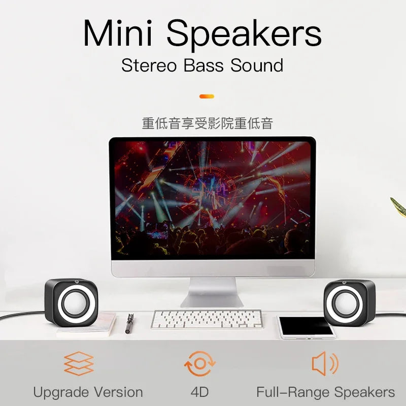 HiFi USB Desktop Speakers - Dual Stereo with Subwoofer & AUX