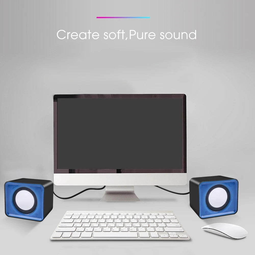 Mini USB Computer Speakers - Stereo Sound Speaker for Laptop, Desktop & PC