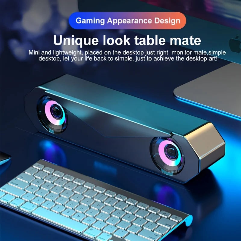 USB Computer Soundbar - HiFi Stereo Surround with Subwoofer