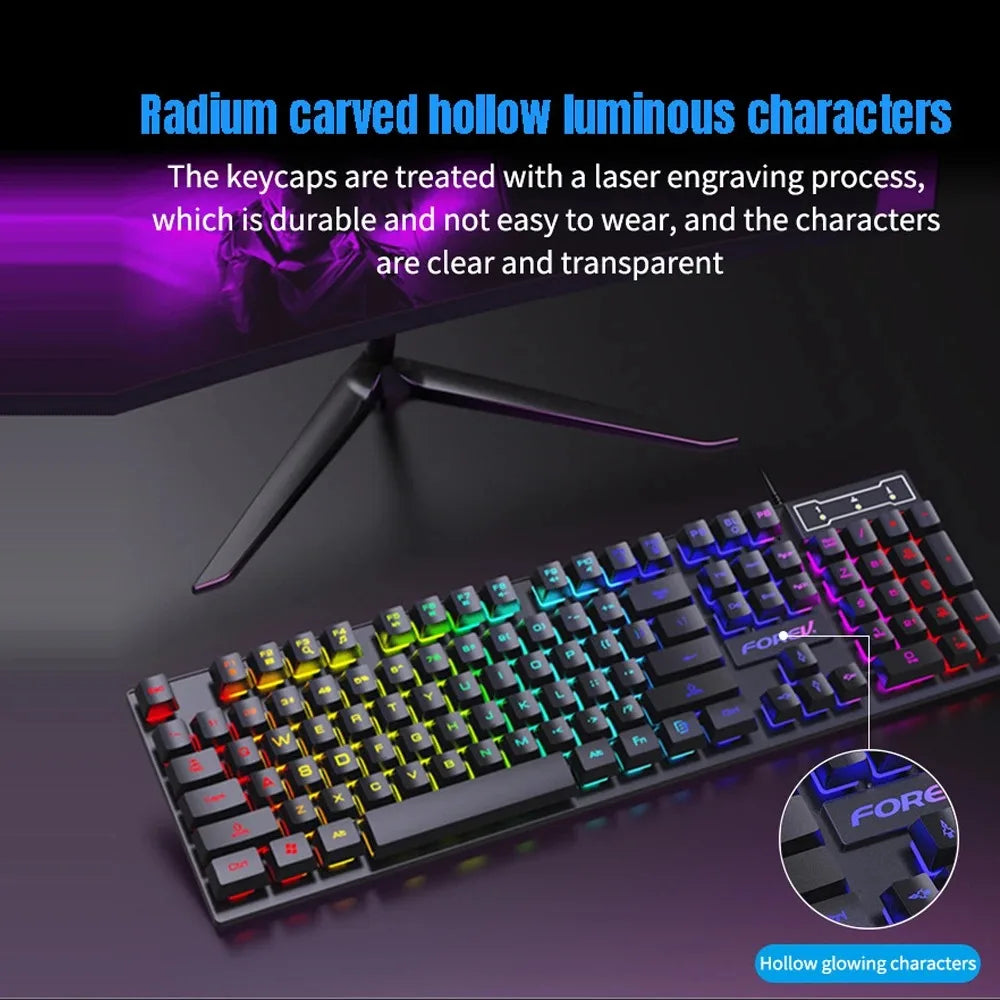 RGB Gaming Keyboard - 104 Keys Mechanical Feel, USB Wired