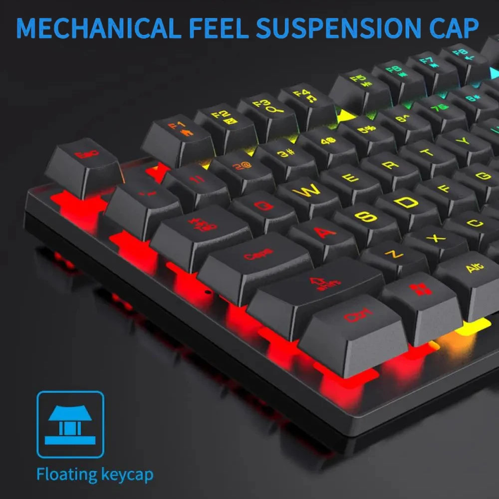 RGB Gaming Keyboard - 104 Keys Mechanical Feel, USB Wired