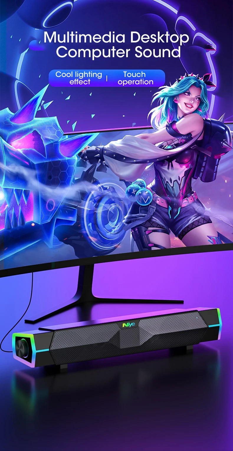 Bluetooth 5.0 Computer Soundbar - 4D Surround with Subwoofer