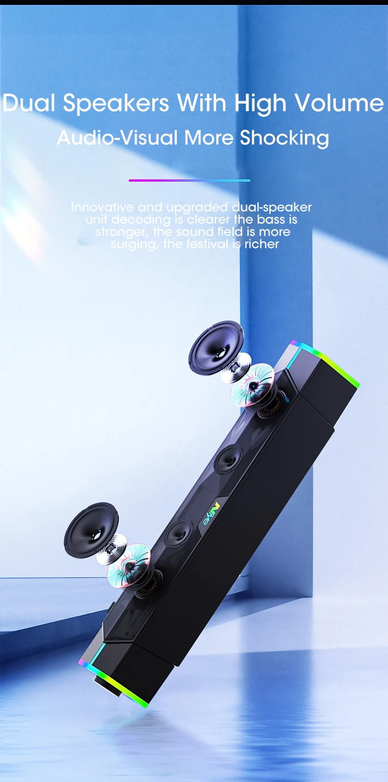 Bluetooth 5.0 Computer Soundbar - 4D Surround with Subwoofer