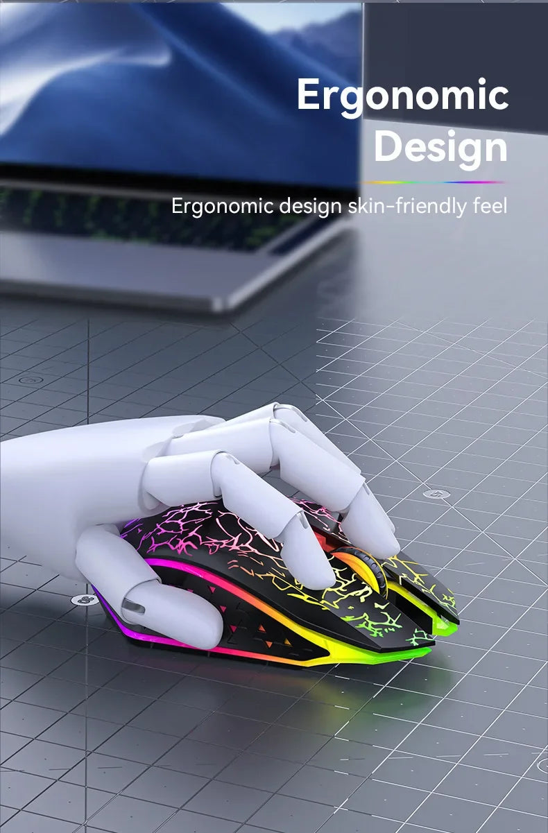 Bluetooth 5.2 Gaming Mouse - Dual Mode, RGB, Silent Click