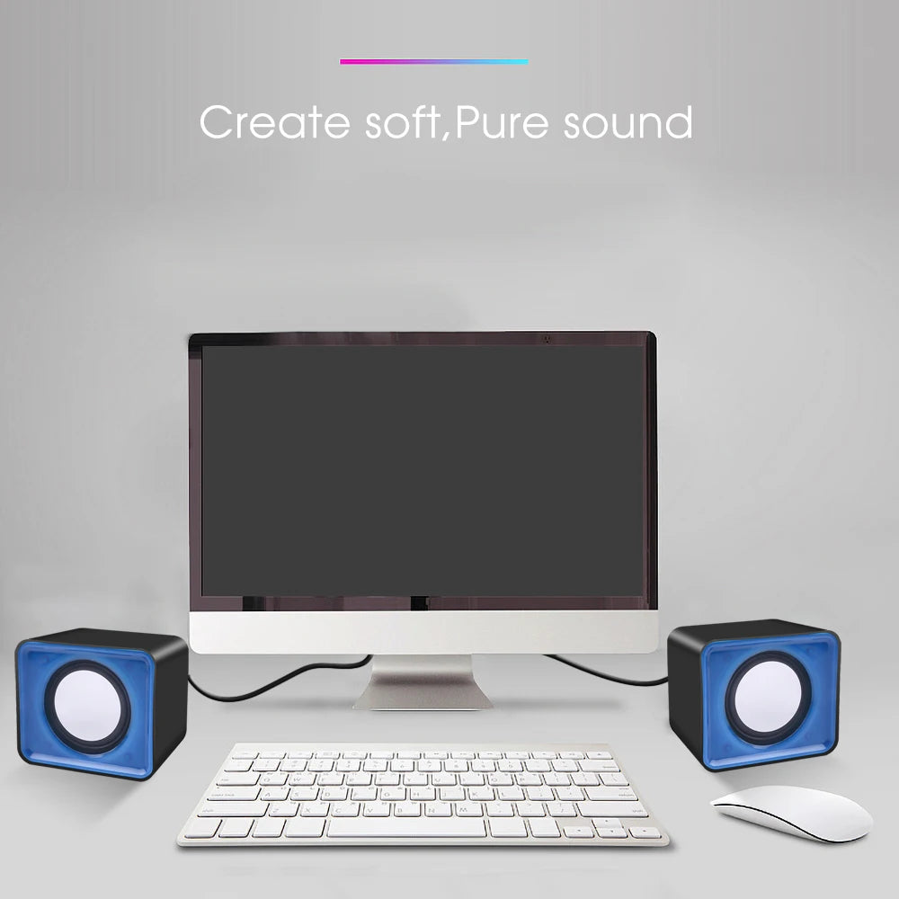 Mini USB Computer Speakers - Stereo Sound Speaker for Laptop, Desktop & PC