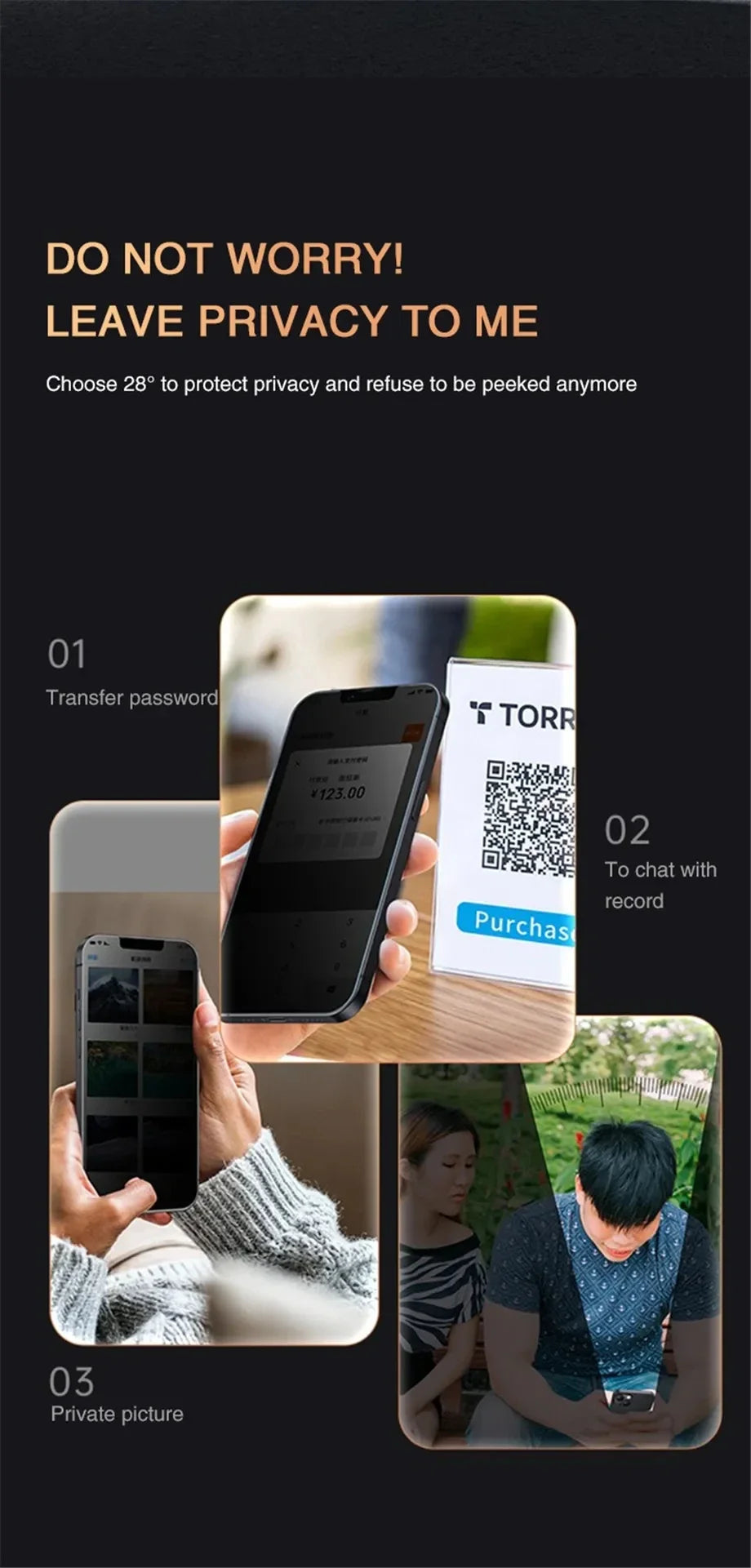 Privacy Screen Protector for iPhone - Anti-Spy Glass (1-5 Pack)