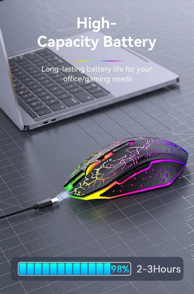 Bluetooth 5.2 Gaming Mouse - Dual Mode, RGB, Silent Click
