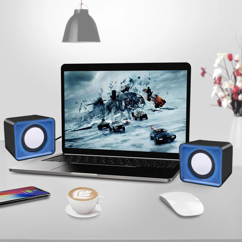 Mini USB Computer Speakers - Stereo Sound Speaker for Laptop, Desktop & PC